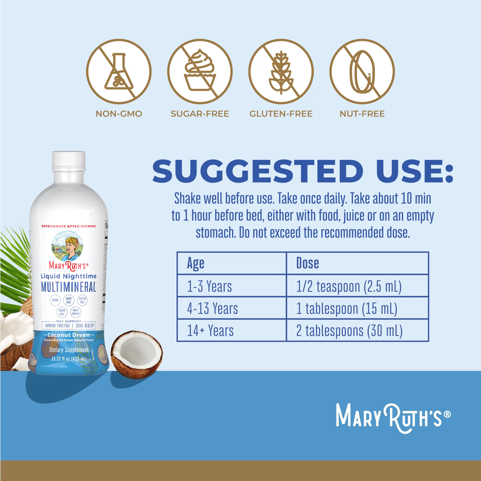 Liquid Nighttime Multimineral (Coconut) 15.22oz - Image 3