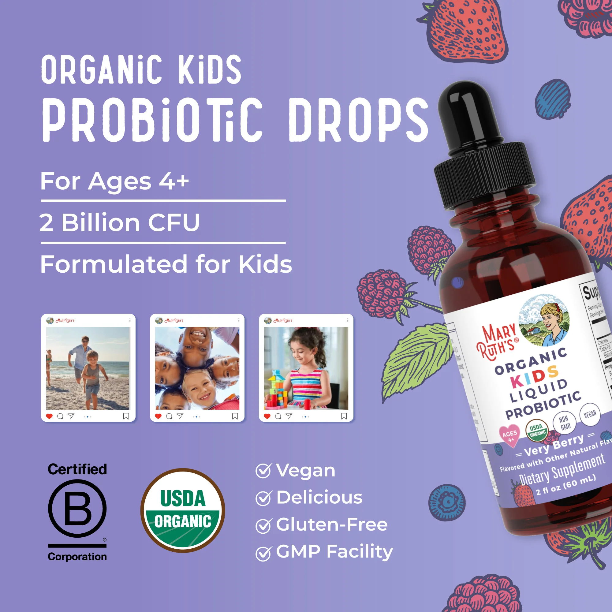 Organic Kids Liquid Probiotic (Very Berry, 2oz) - Image 8