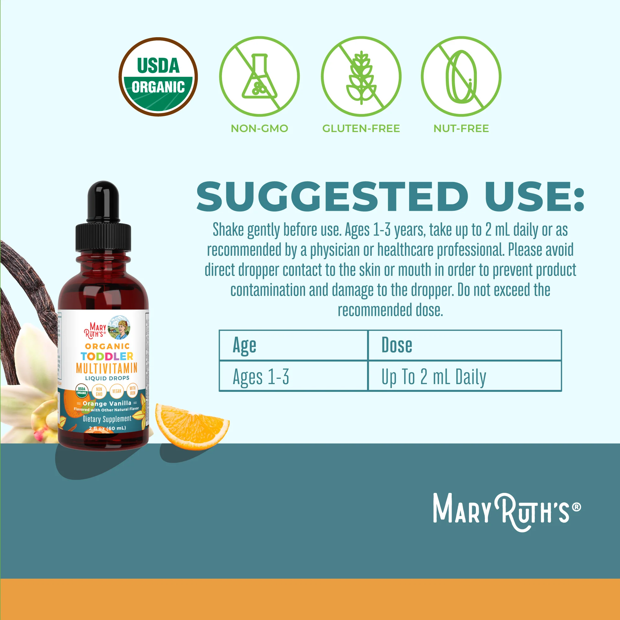 Organic Toddler Multivitamin Liquid Drops With Iron - Image 3