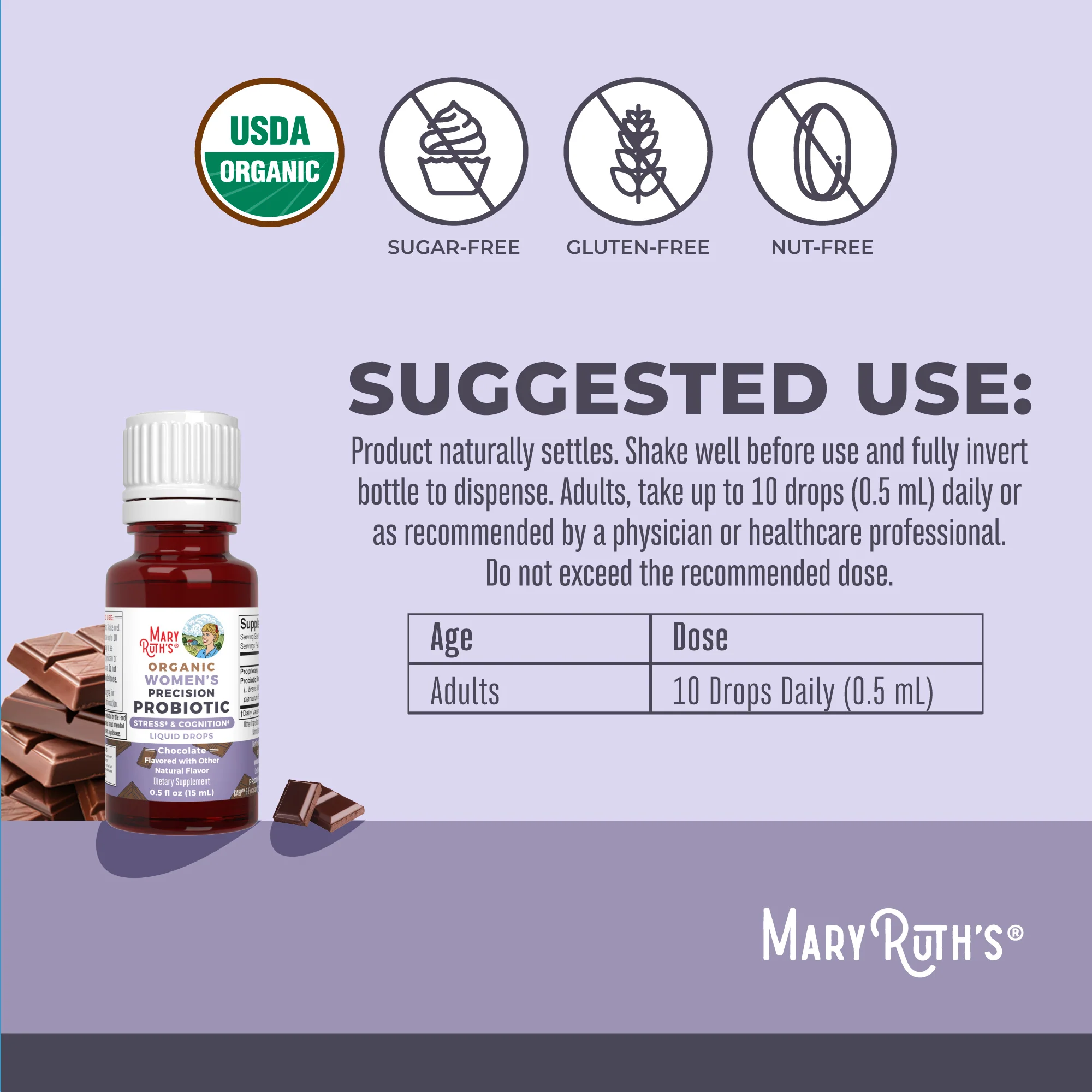 Organic Women's Precision Probiotic Stress & Cognition Liquid Drops - Image 3